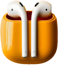 apple earpods yellow background 674594 30947